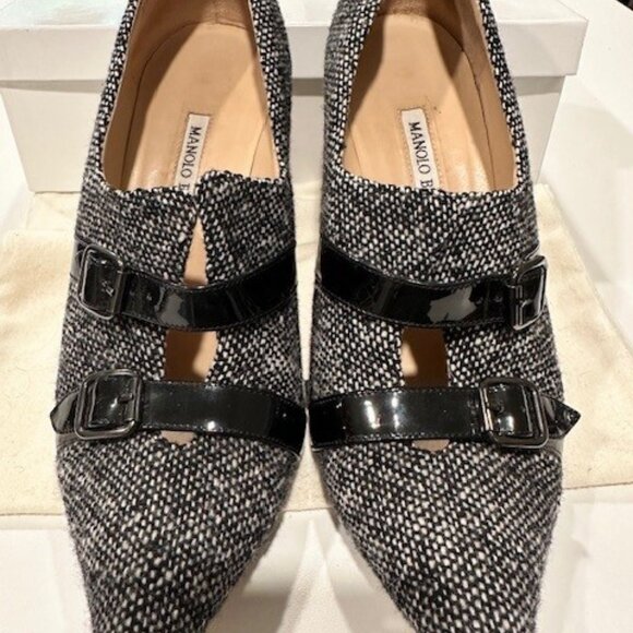 MANOLO BLAHNIK Coupe Tweed.  Size 38 1/2" - Picture 5 of 9